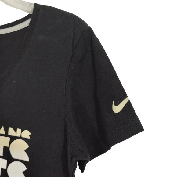 Nike V-Neck New Orleans Saints Fitted T-Shirt Women Size L Black Short Sleeve - Picture 5 of 8